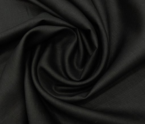 Burgoyne Men's Linen Solid 3.50 Meter Unstitched Shirting Fabric (Black)