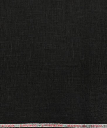 Burgoyne Men's Linen Solid 3.50 Meter Unstitched Shirting Fabric (Black)