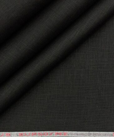 Burgoyne Men's Linen Solid 3.50 Meter Unstitched Shirting Fabric (Black)