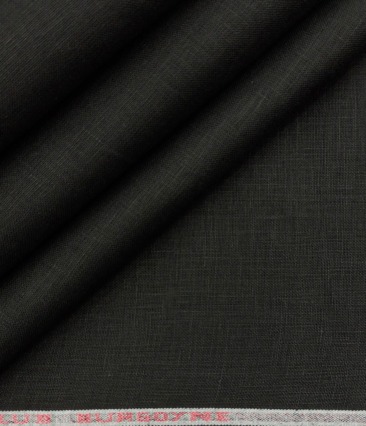 Burgoyne Men's Linen Solid 3.50 Meter Unstitched Shirting Fabric (Black)