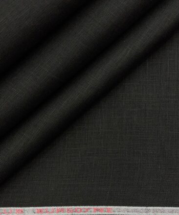 Burgoyne Men's Linen Solid 3.50 Meter Unstitched Shirting Fabric (Black)