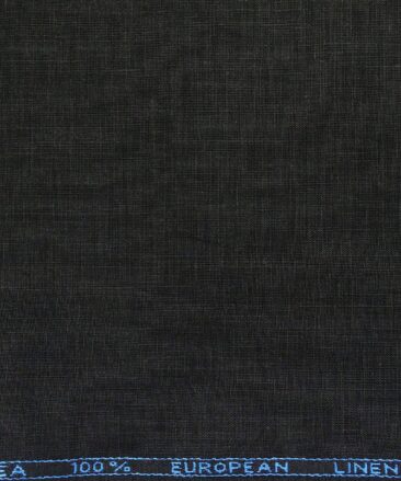 J.Hampstead Men's Linen Solids 3.50 Meter Unstitched Shirting Fabric (Black)