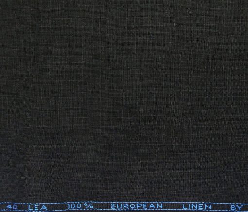 J.Hampstead Men's Linen Solids 3.50 Meter Unstitched Shirting Fabric (Black)