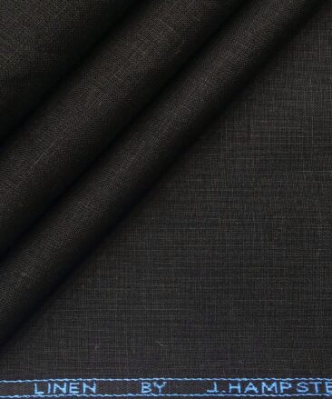 J.Hampstead Men's Linen Solids 3.50 Meter Unstitched Shirting Fabric (Black)