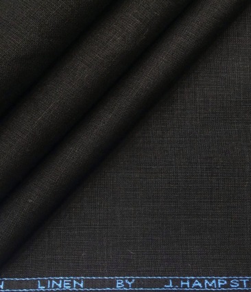 J.Hampstead Men's Linen Solids 3.50 Meter Unstitched Shirting Fabric (Black)