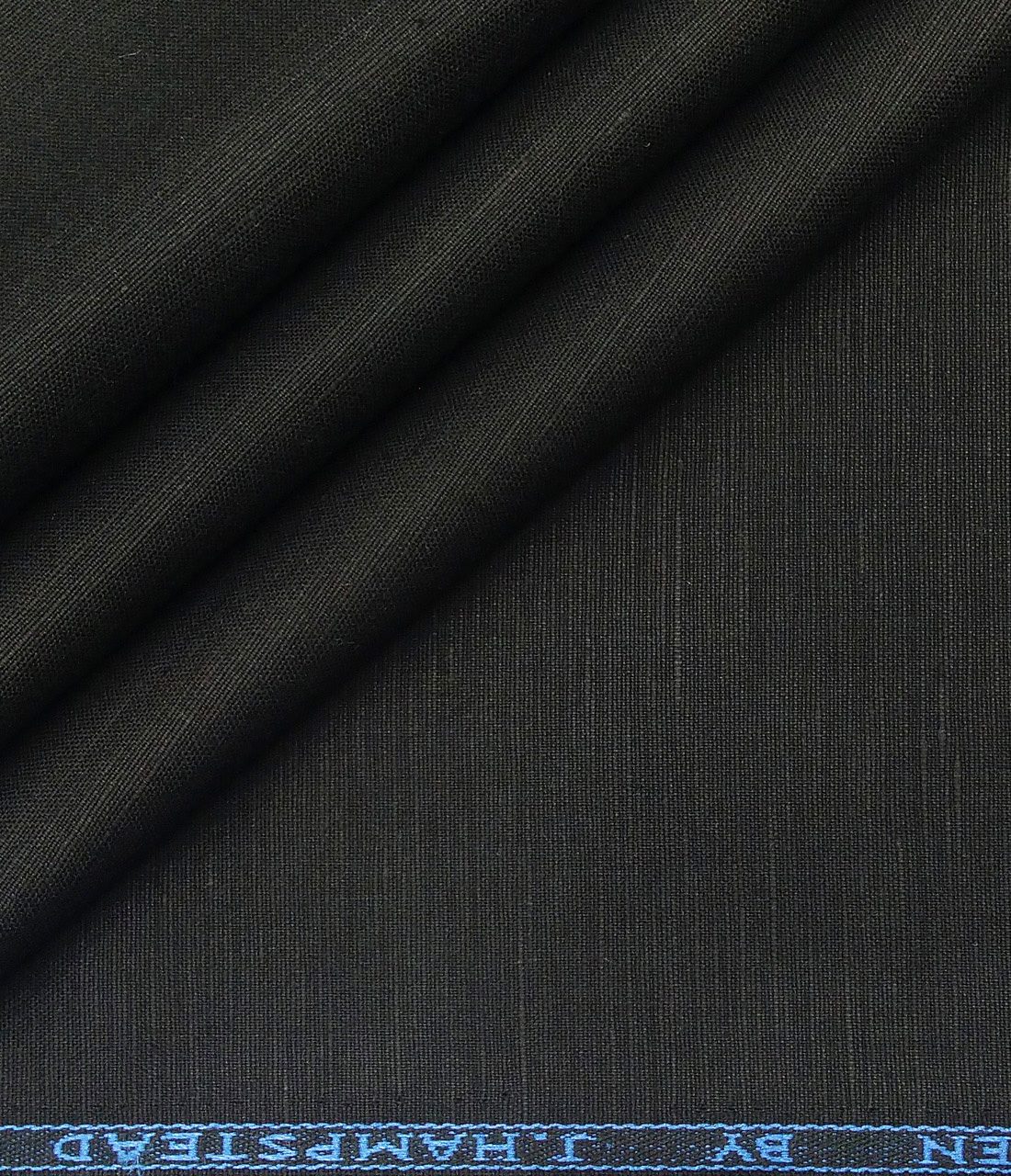 J.Hampstead Men's Cotton Linen Self Design 3.50 Meter Unstitched Shirting Fabric (Black)