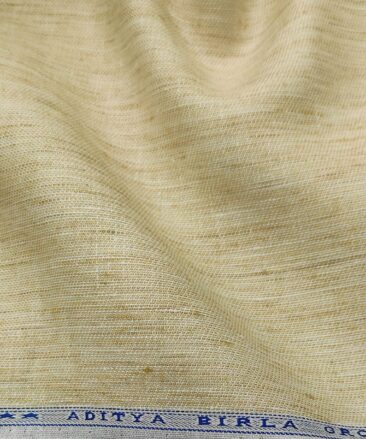 Linen Club Men's Linen Self Design 3 Meter Unstitched Suiting Fabric (Beige)