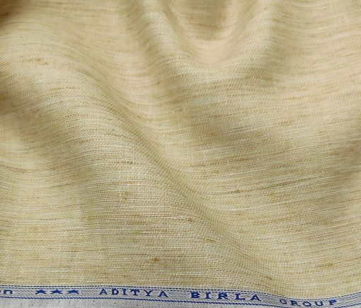 Linen Club Men's Linen Self Design 3 Meter Unstitched Suiting Fabric (Beige)