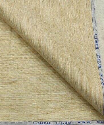 Linen Club Men's Linen Self Design 3 Meter Unstitched Suiting Fabric (Beige)