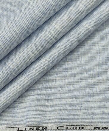 Linen Club Men's Linen 50 LEA Structured Unstitched Shirting Fabric (Sky Blue)