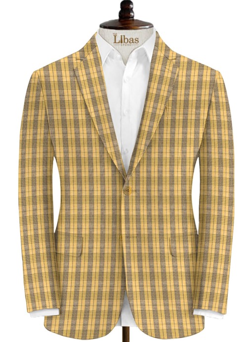 Raymond Men's Linen Checks 2 Meter Blazer Fabric (Yellow) - Image 6