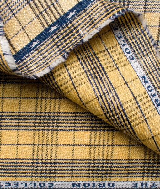 Raymond Men's Linen Checks 2 Meter Blazer Fabric (Yellow) - Image 2