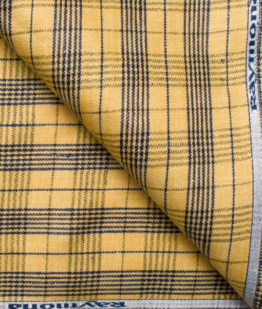 Raymond Men's Linen Checks 2 Meter Blazer Fabric (Yellow) - Image 5