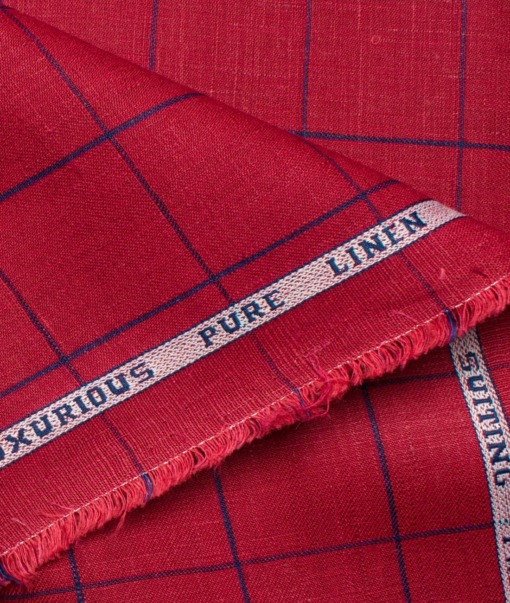 Raymond Men's Linen Checks 2 Meter Blazer Fabric (Red) - Image 2