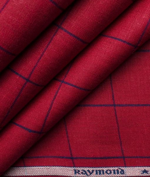 Raymond Men's Linen Checks 2 Meter Blazer Fabric (Red) - Image 5