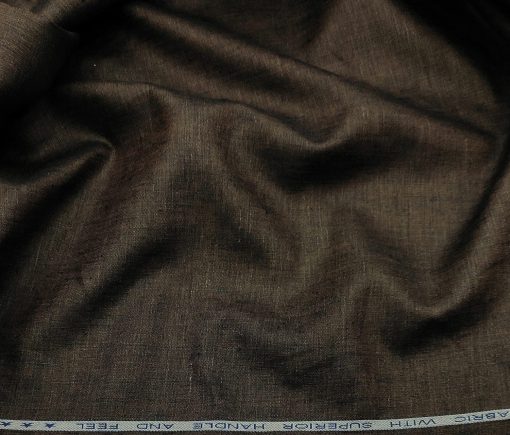 Raymond Men's Linen Self Design 3 Meter Unstitched Suiting Fabric (Dark Brown)