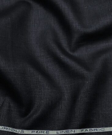 Raymond Men's Linen Solids 3 Meter Unstitched Suiting Fabric (Dark Navy Blue)