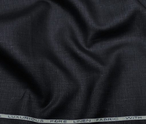 Raymond Men's Linen Solids 3 Meter Unstitched Suiting Fabric (Dark Navy Blue)