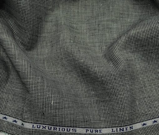 Raymond Men's Linen Houndstooth Weave 3 Meter Unstitched Suiting Fabric (Grey)