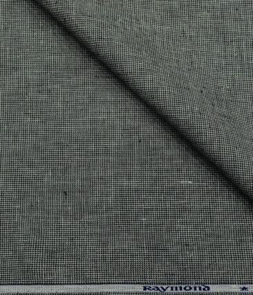 Raymond Men's Linen Houndstooth Weave 3 Meter Unstitched Suiting Fabric (Grey)