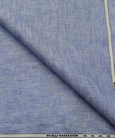 Raymond Men's Linen Self Design 3 Meter Unstitched Suiting Fabric (Light Blue)