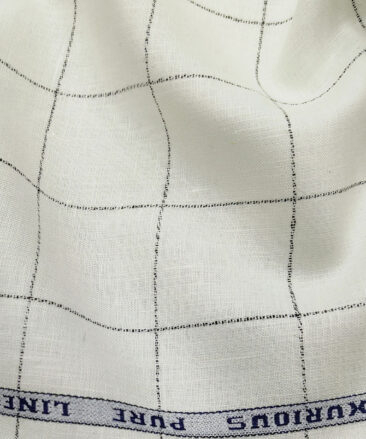 Raymond Men's Linen Checks 3 Meter Unstitched Suiting Fabric (Milky White)