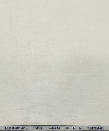 Raymond Men's Linen Solids 3 Meter Unstitched Suiting Fabric (Milky White)