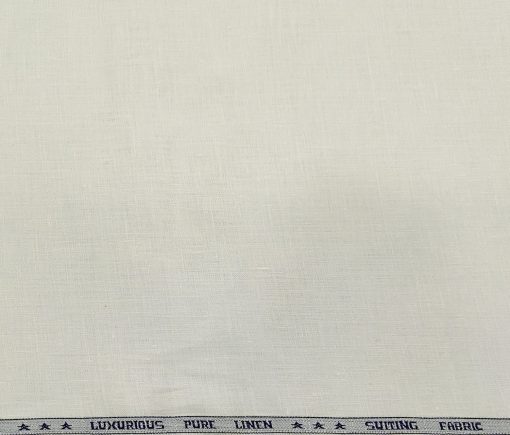 Raymond Men's Linen Solids 3 Meter Unstitched Suiting Fabric (Milky White)