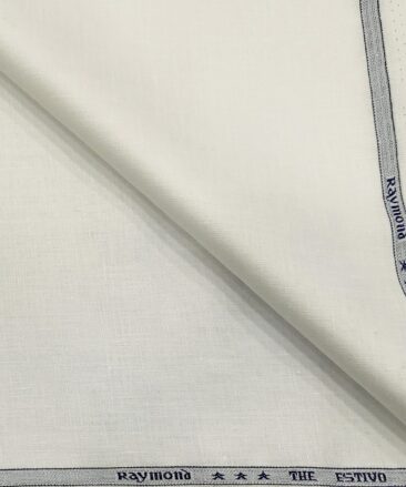 Raymond Men's Linen Solids 3 Meter Unstitched Suiting Fabric (Milky White)