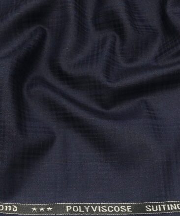 Raymond Men's Poly Viscose Unstitched Self Checks Suiting Fabric (Dark Blue)