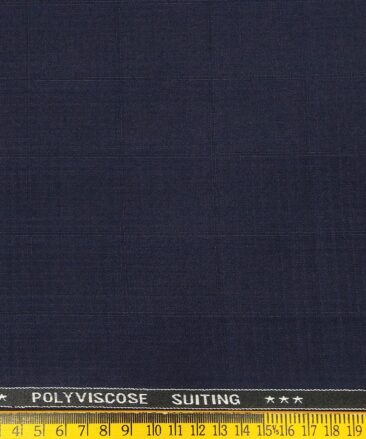 Raymond Men's Poly Viscose Unstitched Self Checks Suiting Fabric (Dark Blue)