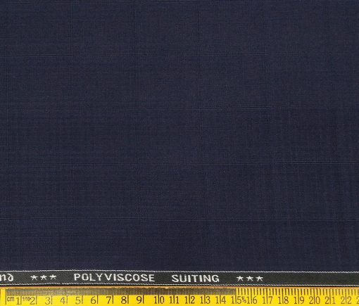 Raymond Men's Poly Viscose Unstitched Self Checks Suiting Fabric (Dark Blue)