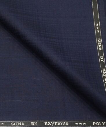 Raymond Men's Poly Viscose Unstitched Self Checks Suiting Fabric (Dark Blue)