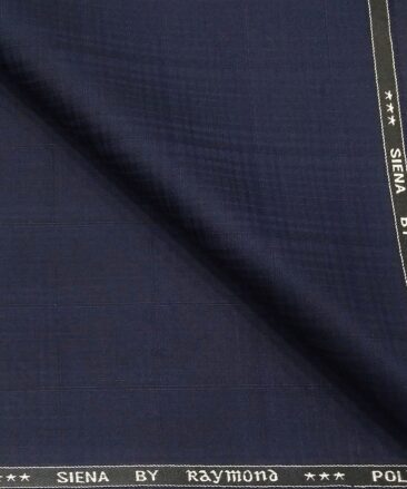 Raymond Men's Poly Viscose Unstitched Self Checks Suiting Fabric (Dark Blue)