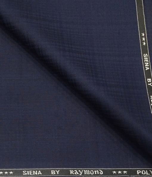 Raymond Men's Poly Viscose Unstitched Self Checks Suiting Fabric (Dark Blue)