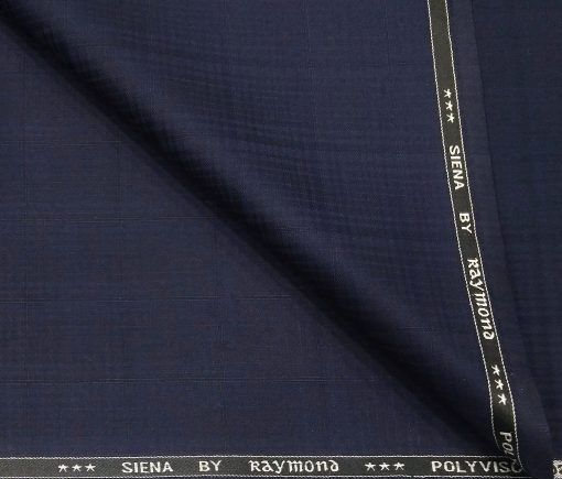 Raymond Men's Poly Viscose Unstitched Self Checks Suiting Fabric (Dark Blue)