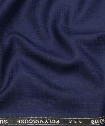 Raymond Men's Poly Viscose Unstitched Self Checks Suiting Fabric (Dark Royal Blue)