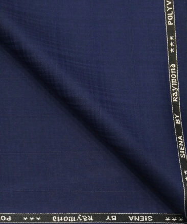 Raymond Men's Poly Viscose Unstitched Self Checks Suiting Fabric (Dark Royal Blue)