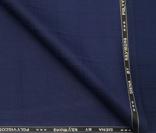 Raymond Men's Poly Viscose Unstitched Self Checks Suiting Fabric (Dark Royal Blue)