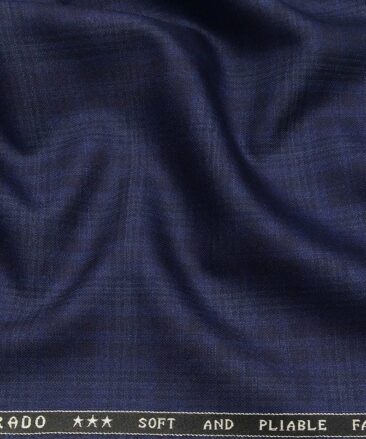 Raymond Men's Poly Viscose Unstitched Self Checks Suiting Fabric (Dark Royal Blue)