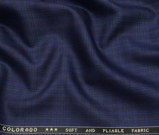 Raymond Men's Poly Viscose Unstitched Self Checks Suiting Fabric (Dark Royal Blue)