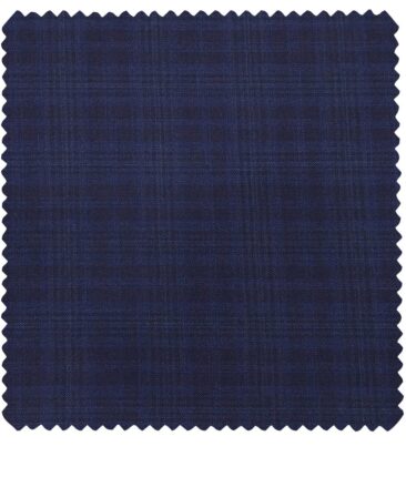 Raymond Men's Poly Viscose Unstitched Self Checks Suiting Fabric (Dark Royal Blue)