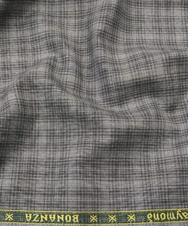 Raymond Men's Poly Viscose Unstitched Checks Suiting Fabric (Grey)