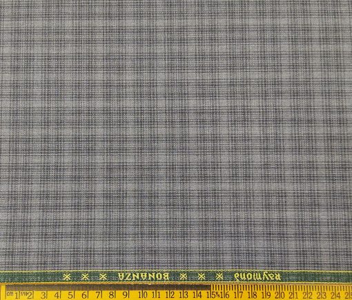 Raymond Men's Poly Viscose Unstitched Checks Suiting Fabric (Grey)