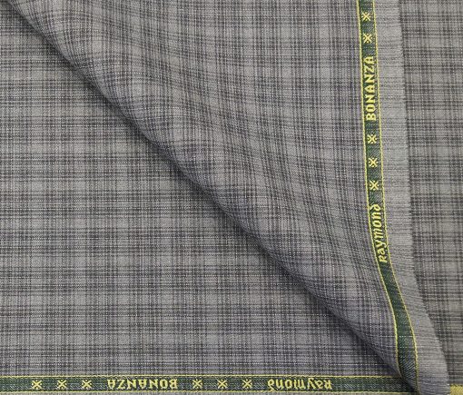 Raymond Men's Poly Viscose Unstitched Checks Suiting Fabric (Grey)