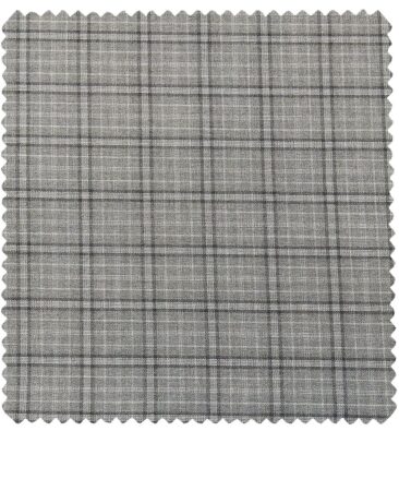 Raymond Men's Poly Viscose Unstitched Checks Suiting Fabric (Light Grey)