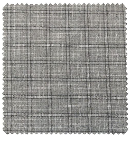 Raymond Men's Poly Viscose Unstitched Checks Suiting Fabric (Light Grey)