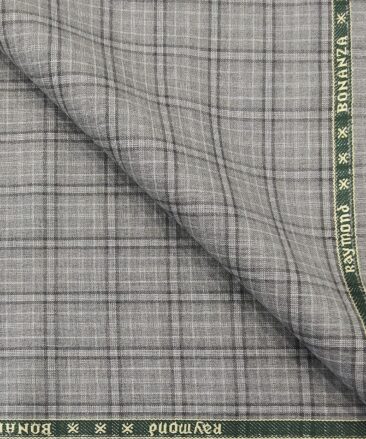 Raymond Men's Poly Viscose Unstitched Checks Suiting Fabric (Light Grey)