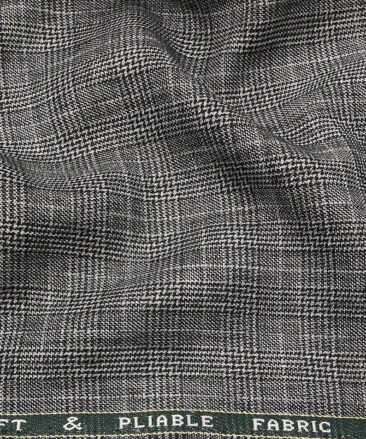 Raymond Men's Poly Viscose Unstitched Black Checks Suiting Fabric (Grey)