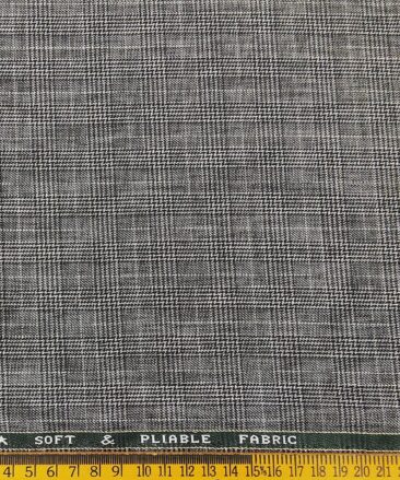 Raymond Men's Poly Viscose Unstitched Black Checks Suiting Fabric (Grey)